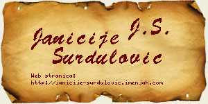 Janićije Surdulović vizit kartica